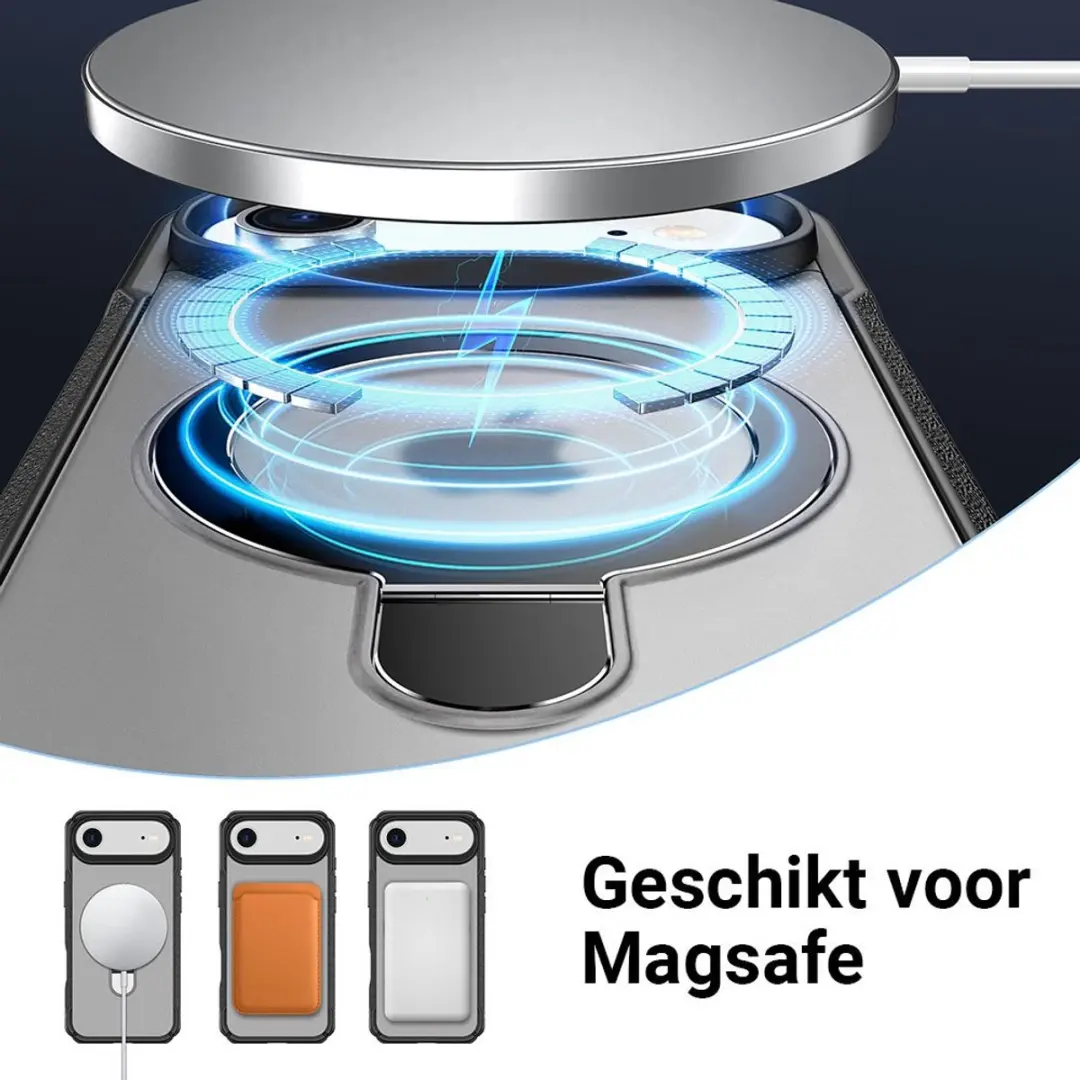 MobiQ Magnetisch Ringstand MagSafe Hoesje 46-01554 - iPhone 17 Air - Zwart/Transparant