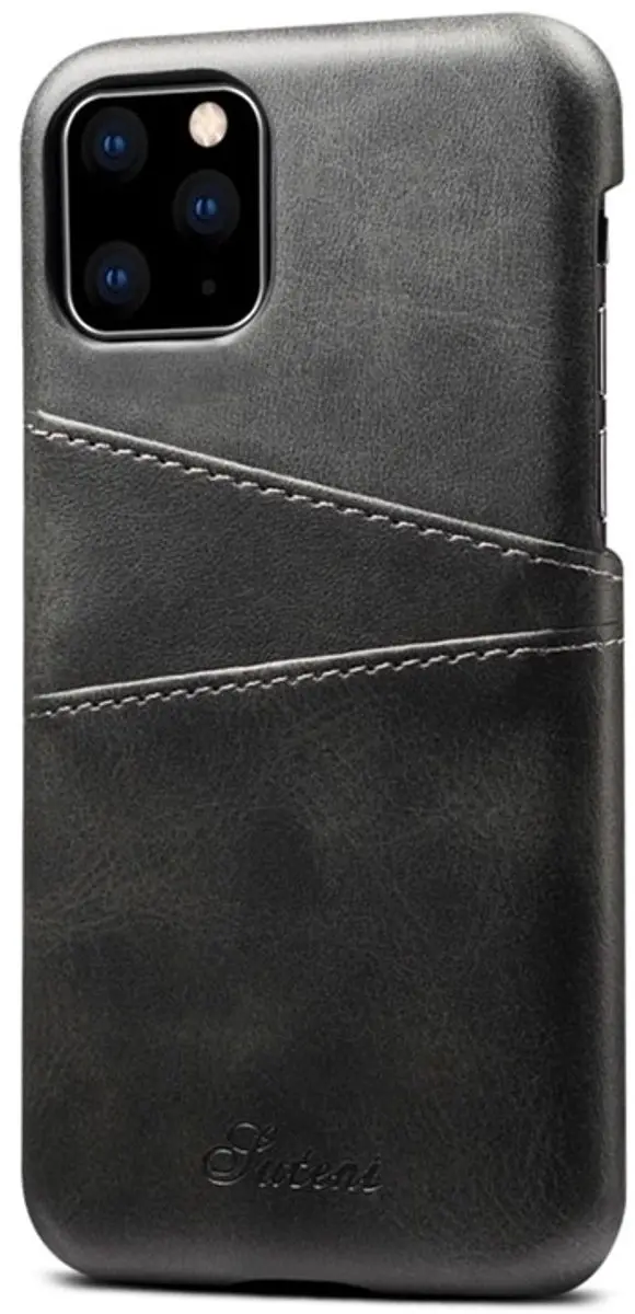 MobiQ Leer Pashouder iPhone 11 Pro Max - 2 Pasjes - Zwart