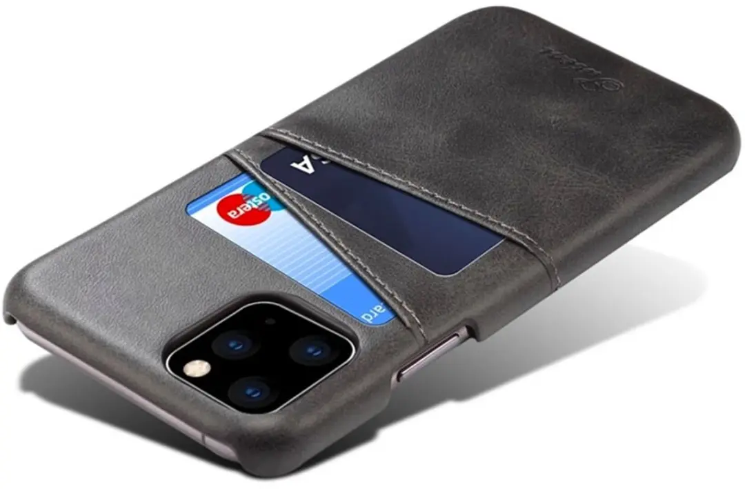 MobiQ Leer Pashouder iPhone 11 Pro Max - 2 Pasjes - Zwart