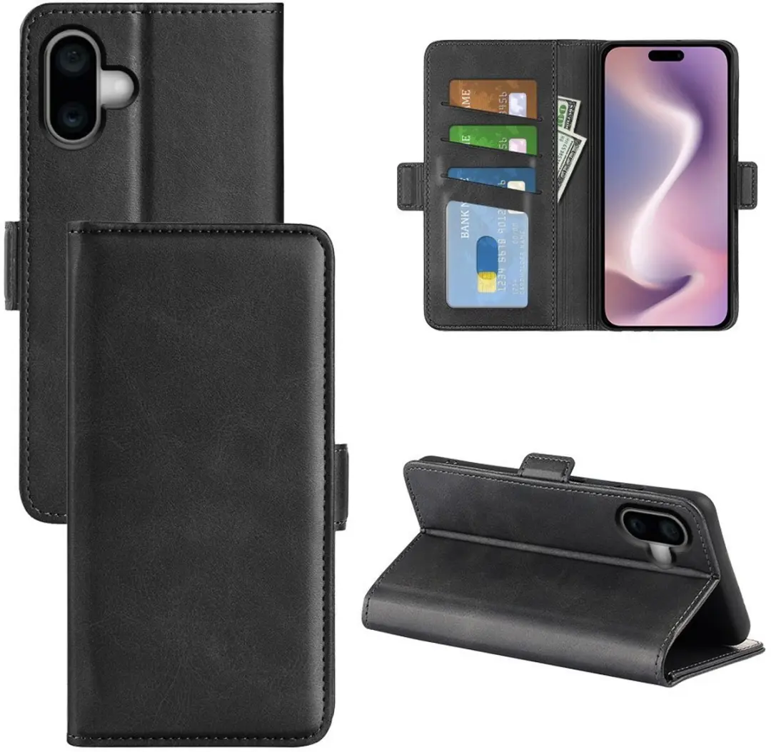 MobiQ PU Lederen Wallet Hoesje iPhone 17 - 46-01190 - Zwart