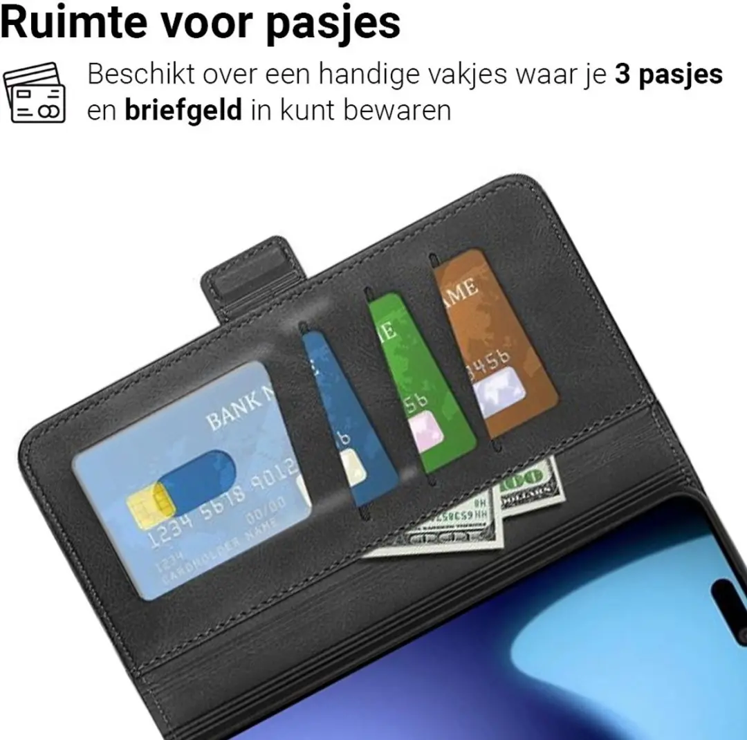 MobiQ PU Lederen Wallet Hoesje iPhone 17 - 46-01190 - Zwart