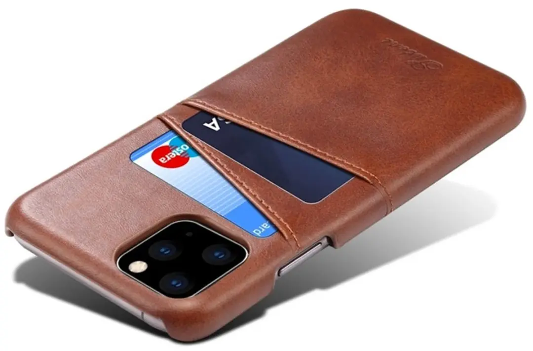 MobiQ Pashouder Hoesje iPhone 11 Pro Max - Kunstleer - 2 Pasjes - Donkerbruin