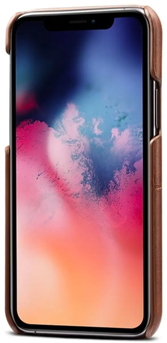 MobiQ Pashouder Hoesje iPhone 11 Pro Max - Kunstleer - 2 Pasjes - Donkerbruin