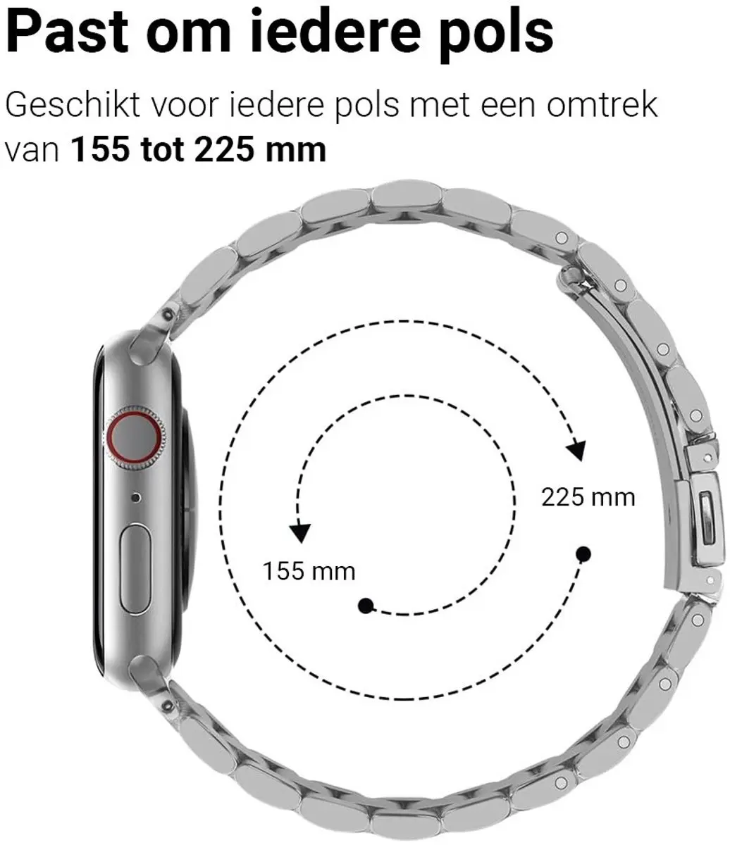 MobiQ Luxe Metalen Bandje Apple Watch 38mm - Zilver