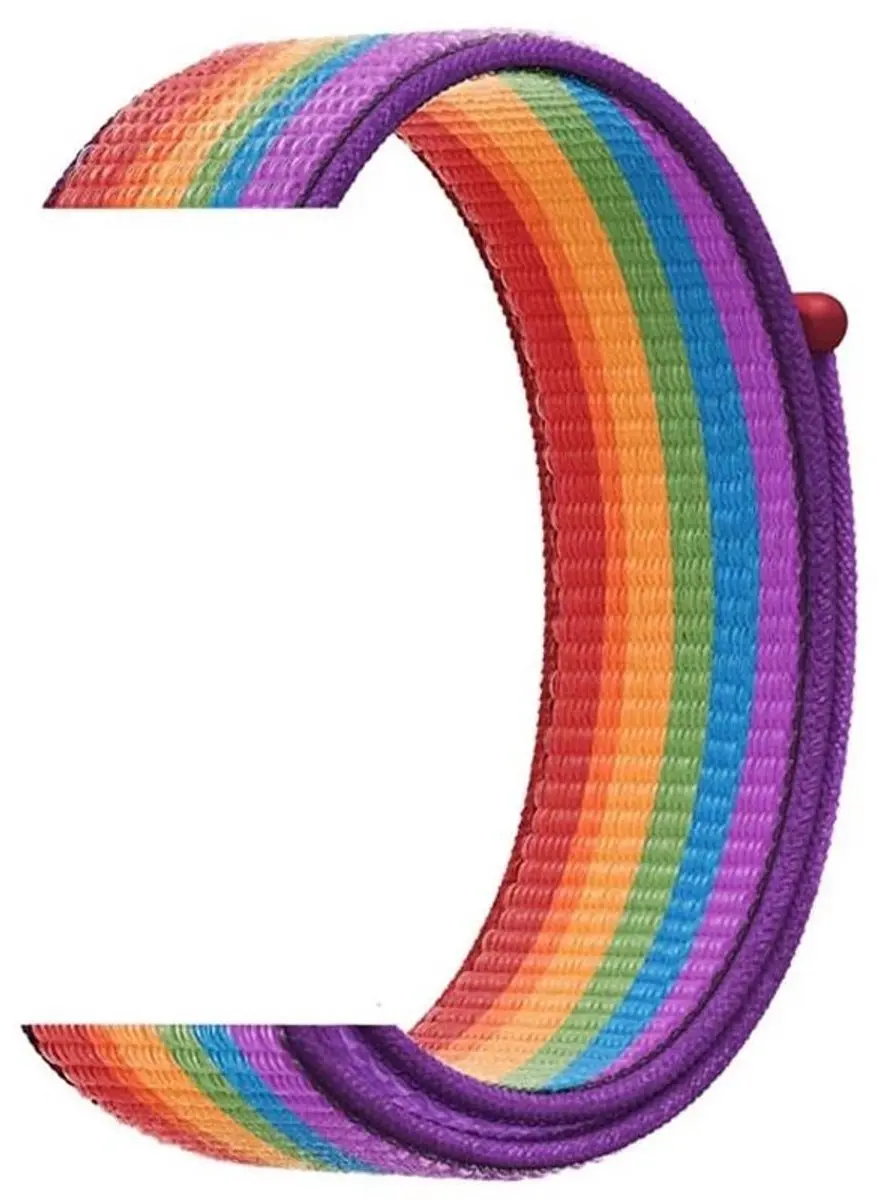MobiQ Nylon Strap Bandje Apple Watch 42mm - Regenboog