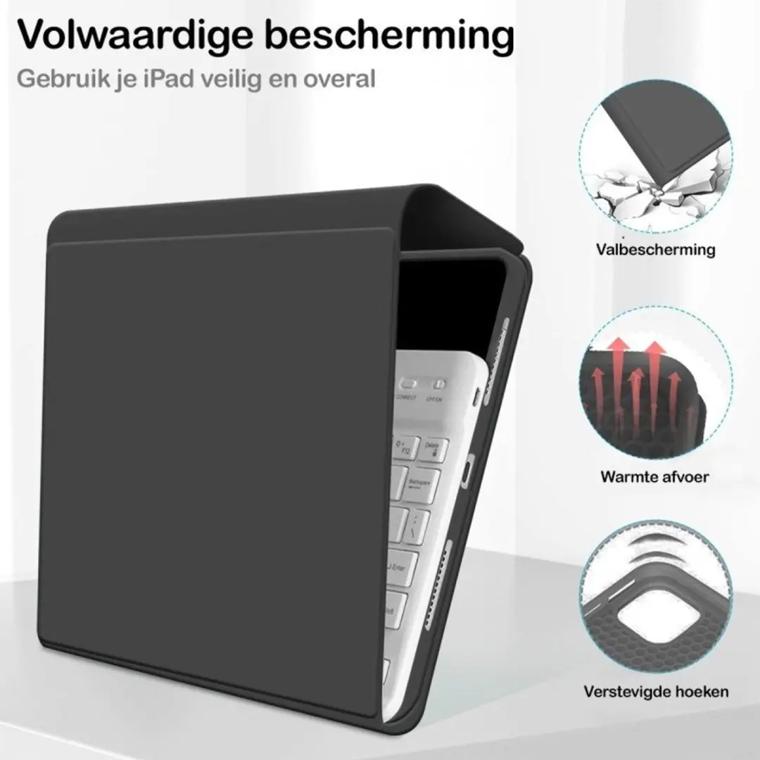 MobiQ Toetsenbordhoes iPad 11e Gen 46-00809 - 11 inch - Zwart