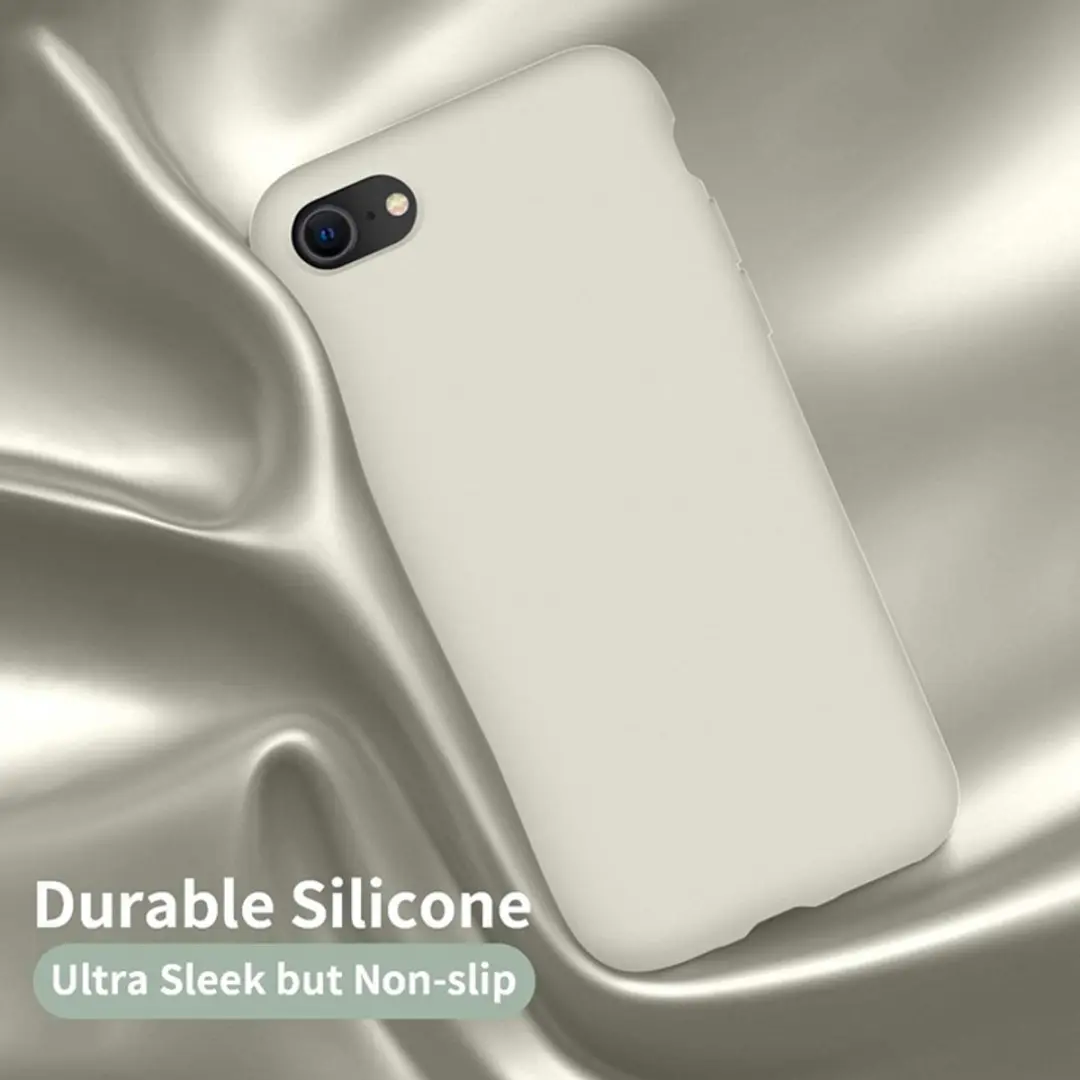 MobiQ Liquid Silicone Hoesje iPhone 8/7/SE - lichtgrijs