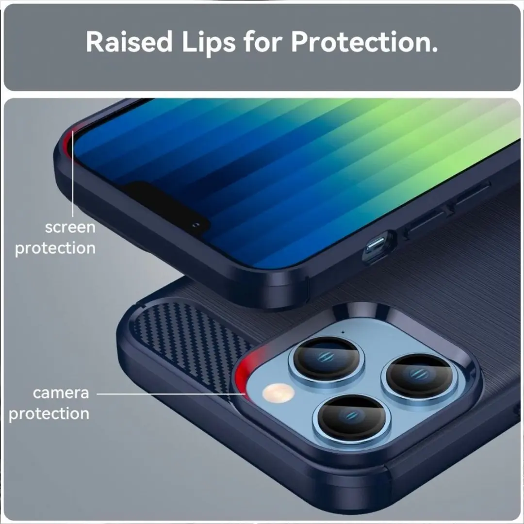 MobiQ Carbon Look Hoesje iPhone 15 Pro - Blauw - 13-02780