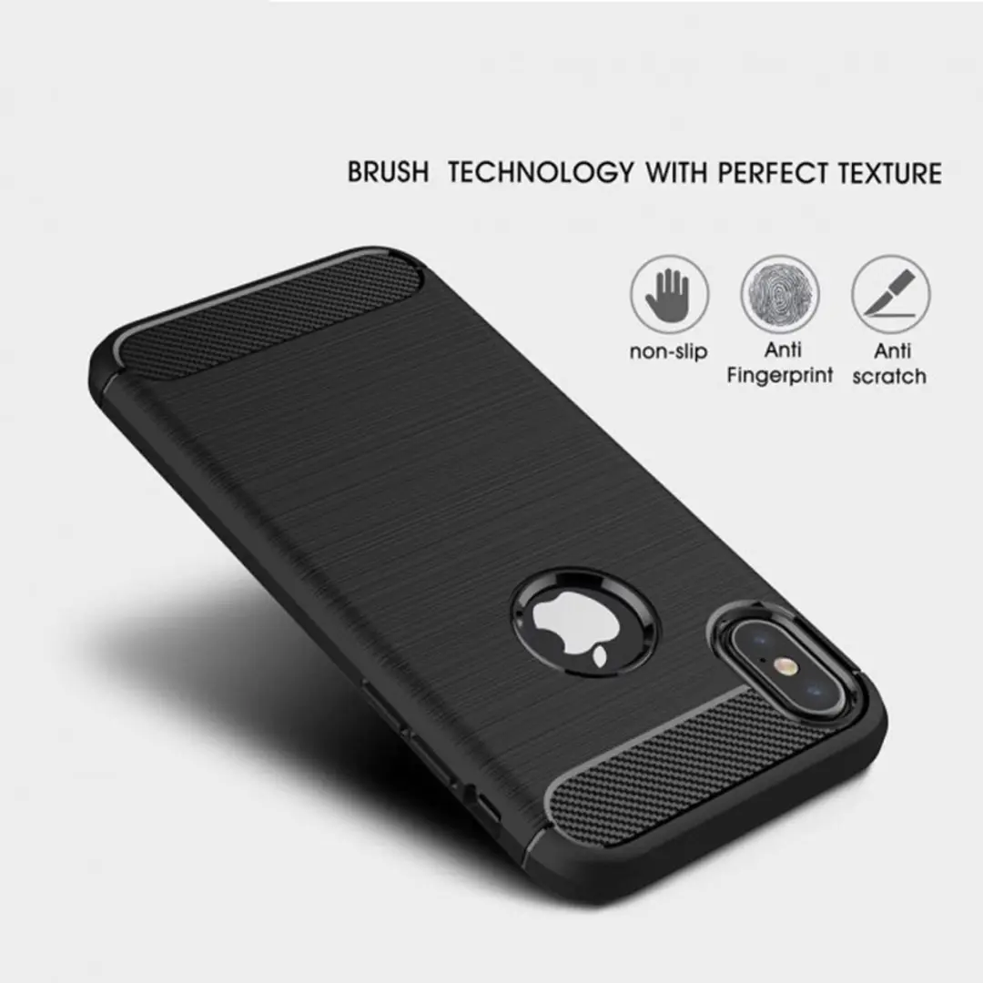 MobiQ Carbon Look Hoesje iPhone X/XS - Blauw - mobiq-1542