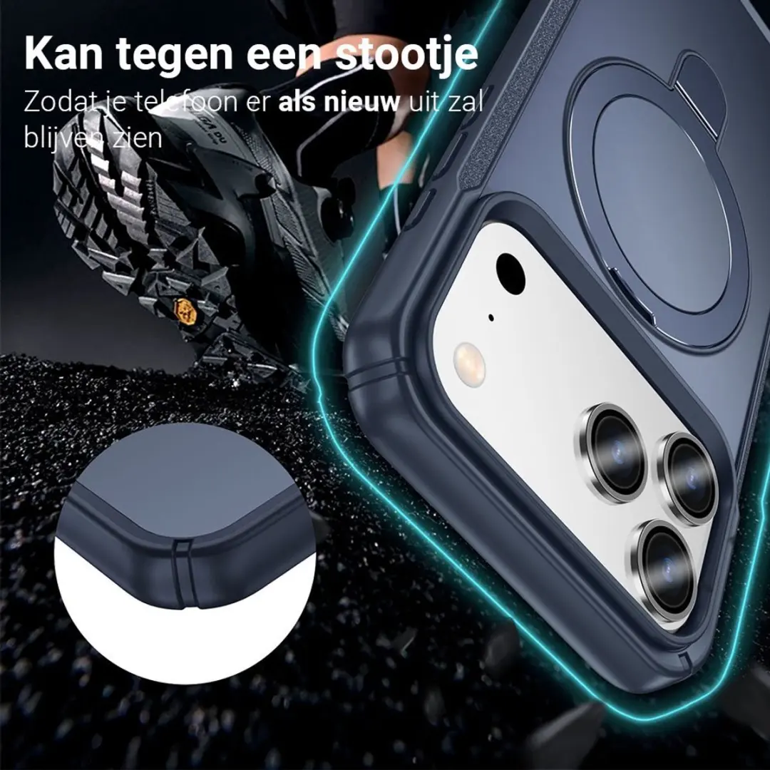 MobiQ Magnetisch Ringstand MagSafe Hoesje iPhone 17 Pro Max - Blauw