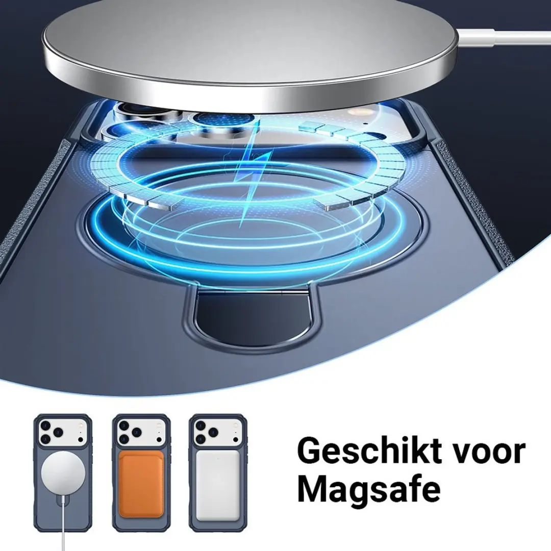 MobiQ Magnetisch Ringstand MagSafe Hoesje iPhone 17 Pro Max - Blauw