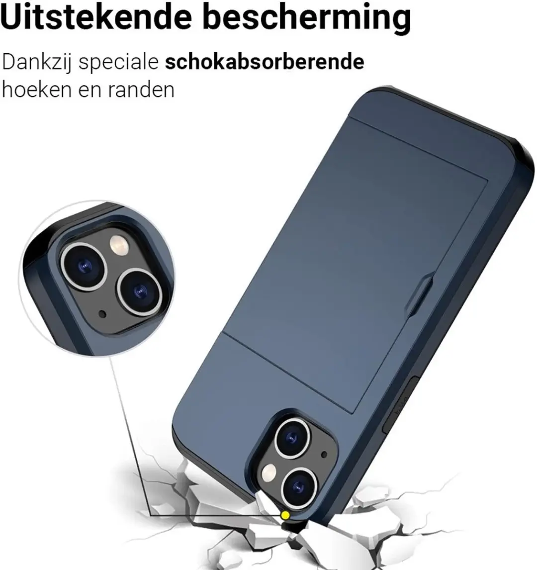 MobiQ Hoesje iPhone 15 - Pashouder Blauw - 13-02659