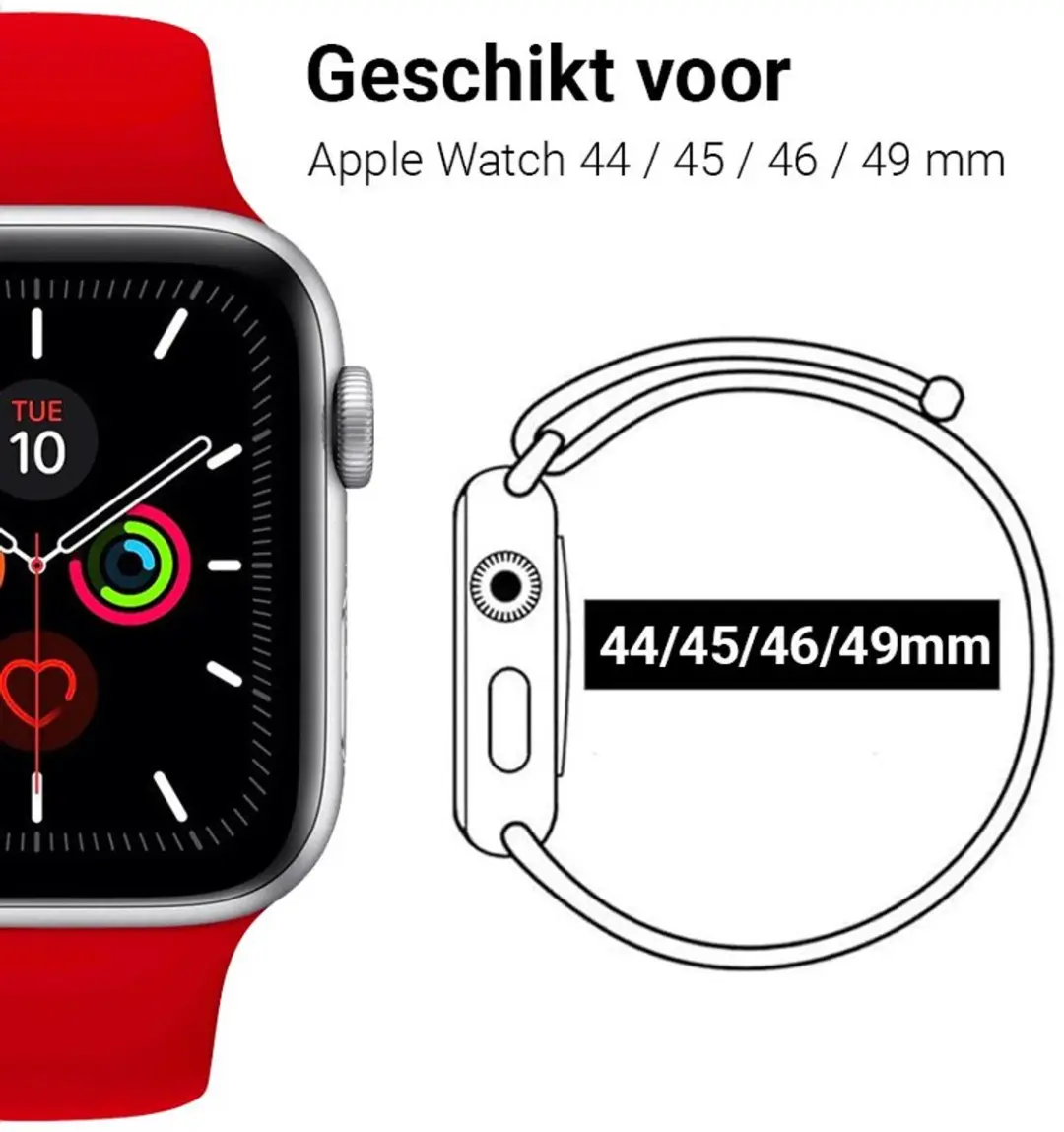MobiQ Siliconen Bandje Apple Watch 49mm - Lichtroze