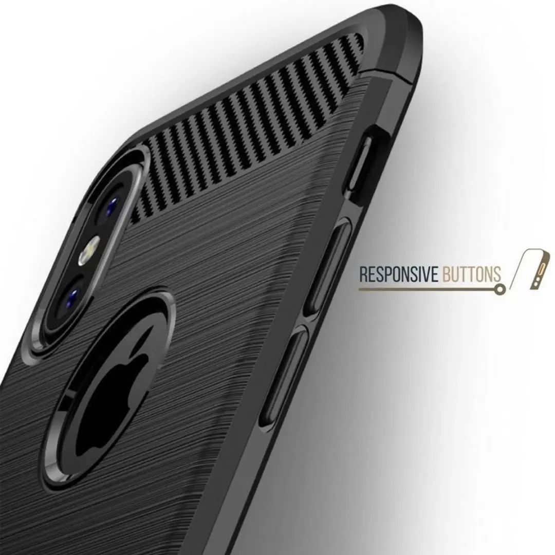 MobiQ Carbon Look Hoesje iPhone XS Max - mobiq-15125 - Zwart