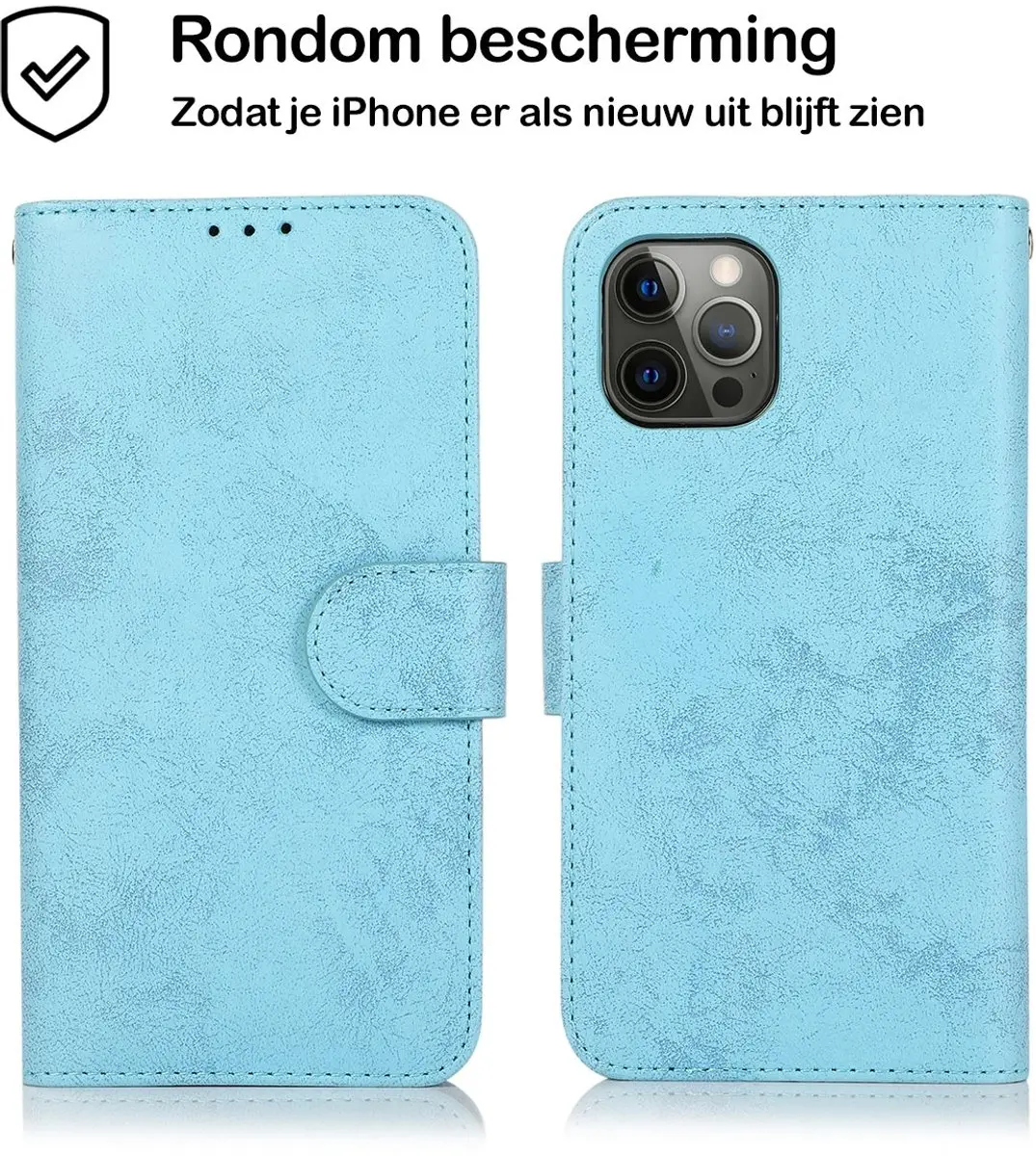 MobiQ 2-in-1 Wallet Case iPhone 13 Pro - 3 Pasjes - Lichtblauw