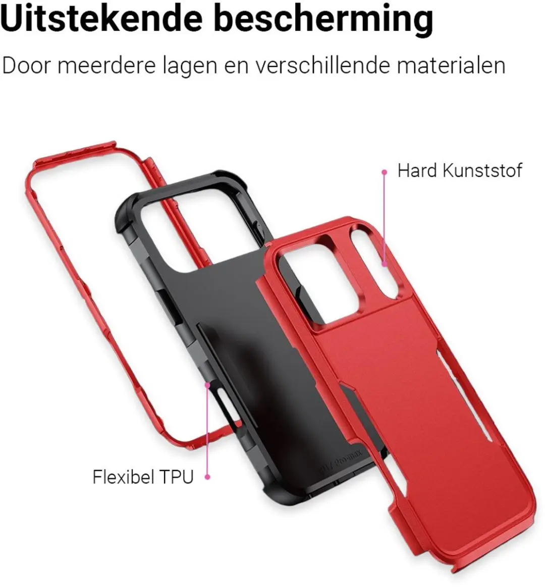 MobiQ Layered Armor Hoesje 46-01396 - iPhone 17 Pro - Rood