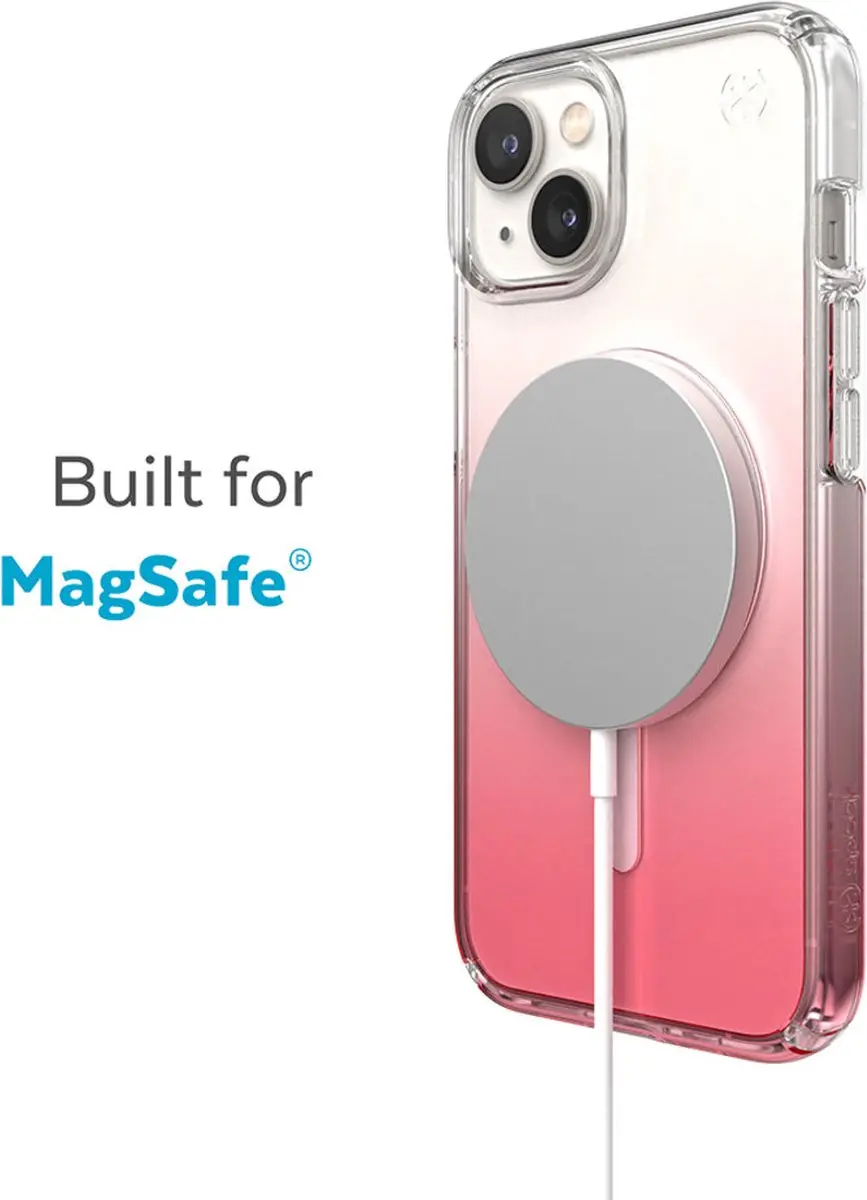 Speck Presidio Perfect Clear MagSafe iPhone 15/14 Plus - Roze - 4m Valbestendig