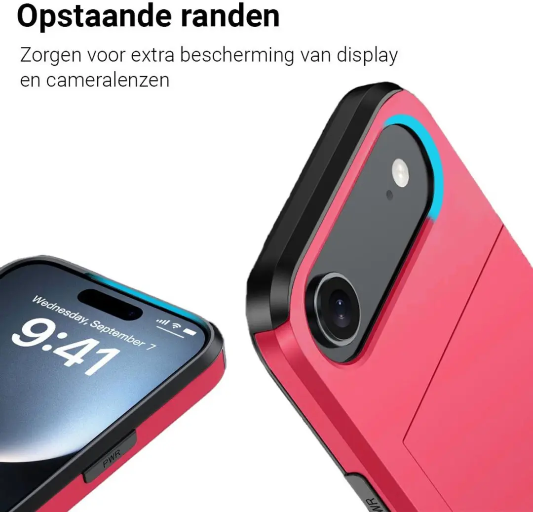 MobiQ Hybrid Card iPhone 17 Air Hoesje - Rood - MPN 46-01125