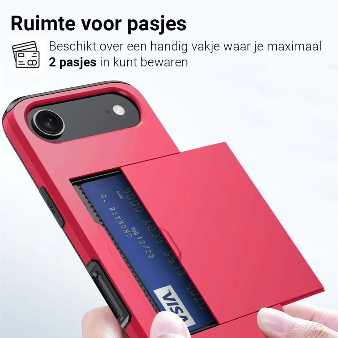 MobiQ Hybrid Card iPhone 17 Air Hoesje - Rood - MPN 46-01125