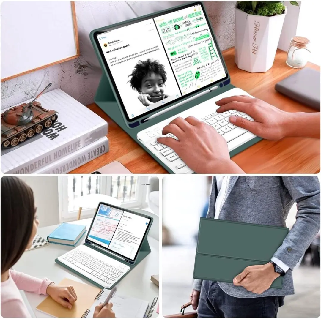 MobiQ Hoes met Toetsenbord 13-03500 - Apple iPad Pro 11 (2024) - Donkergroen
