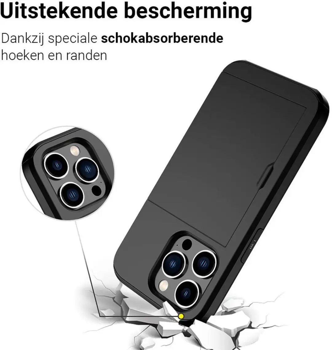 MobiQ Hybrid Card Case Hoesje iPhone 16 Pro 46-00263 - Zwart