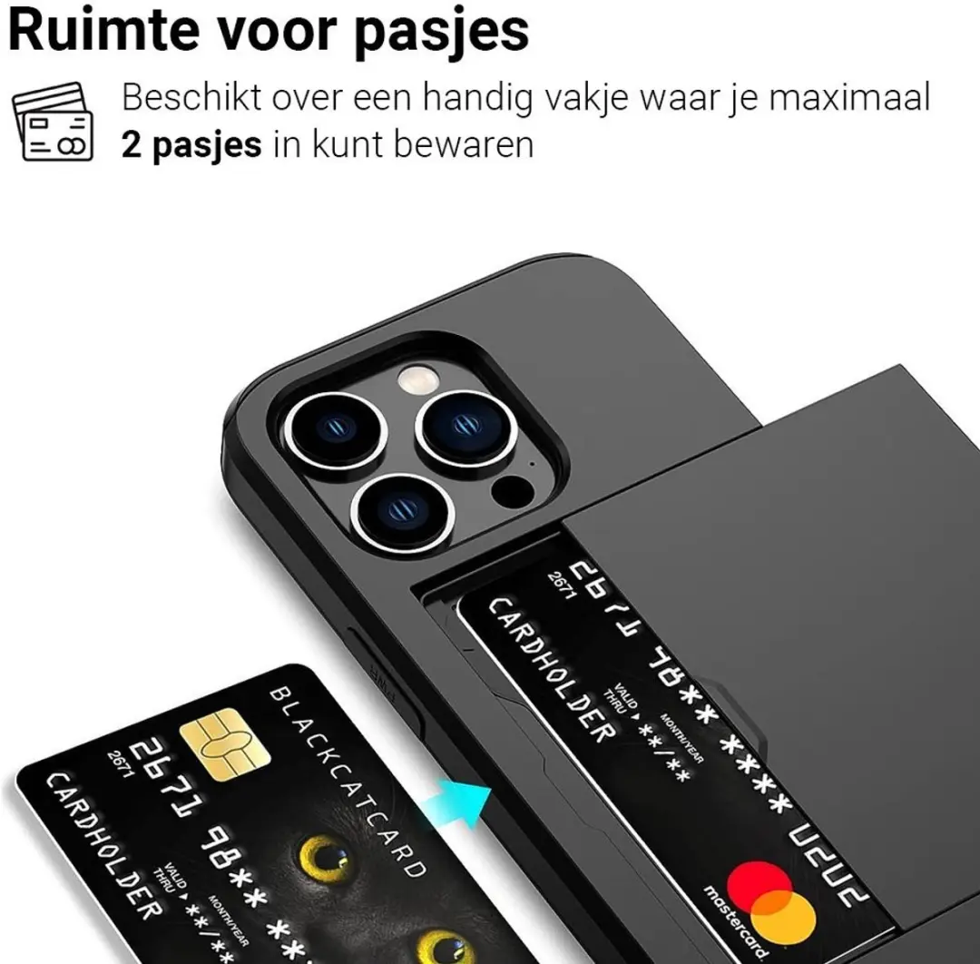 MobiQ Hybrid Card Case Hoesje iPhone 16 Pro 46-00263 - Zwart