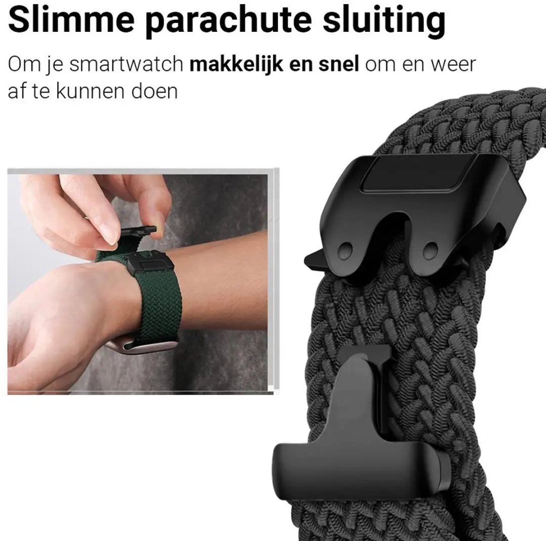 MobiQ Nylon Loopband Apple Watch 42mm - Zwart