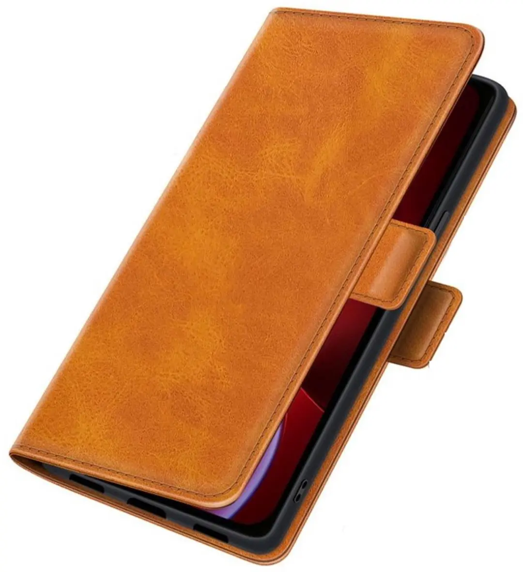 MobiQ PU Lederen Wallet Case iPhone 16 Pro Max - lichtbruin - 46-00427