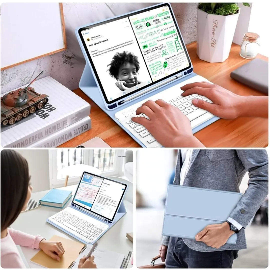 MobiQ iPad Air 11 (2026) Hoes met Toetsenbord - lichtblauw