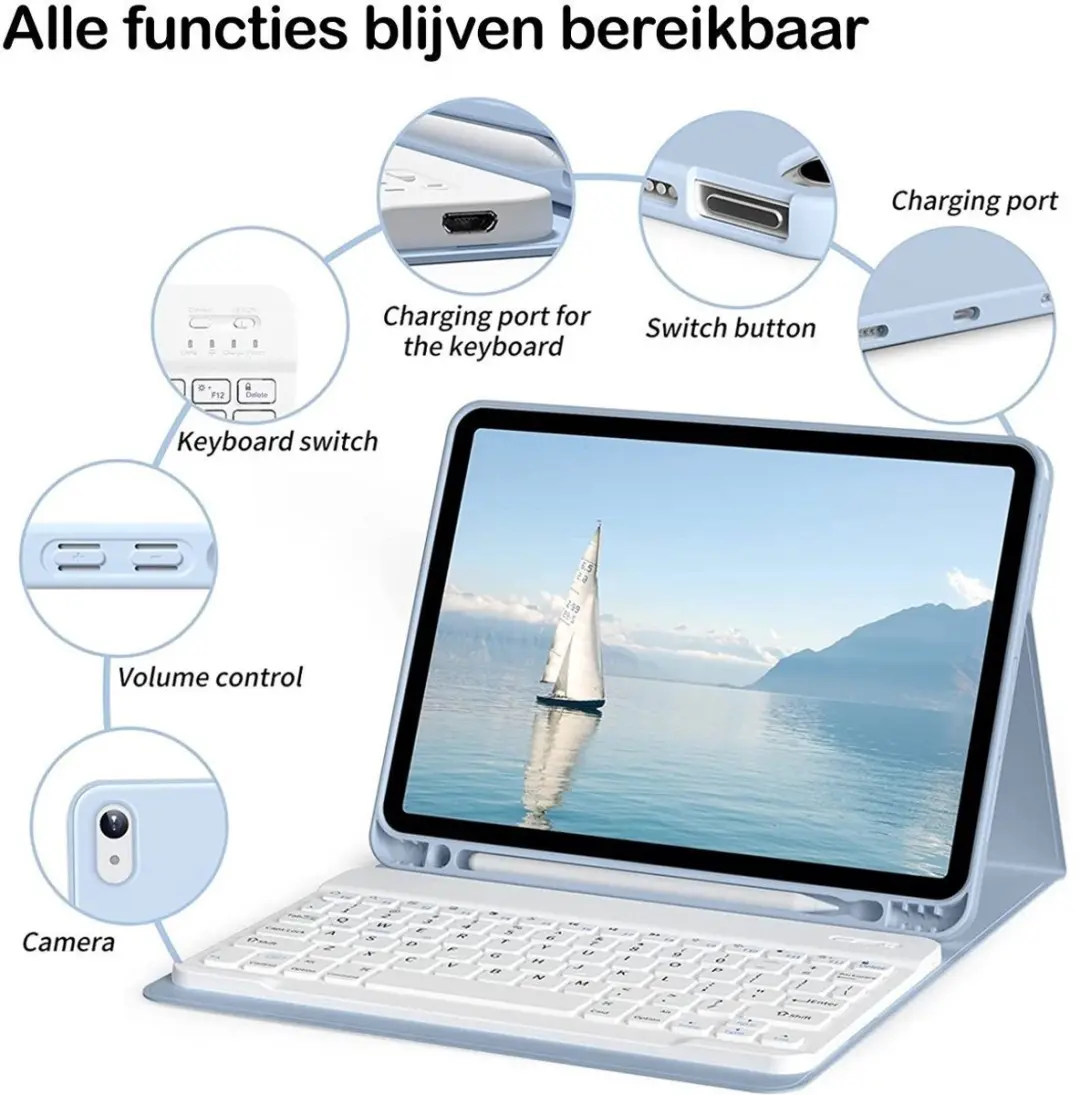 MobiQ iPad Air 11 (2026) Hoes met Toetsenbord - lichtblauw