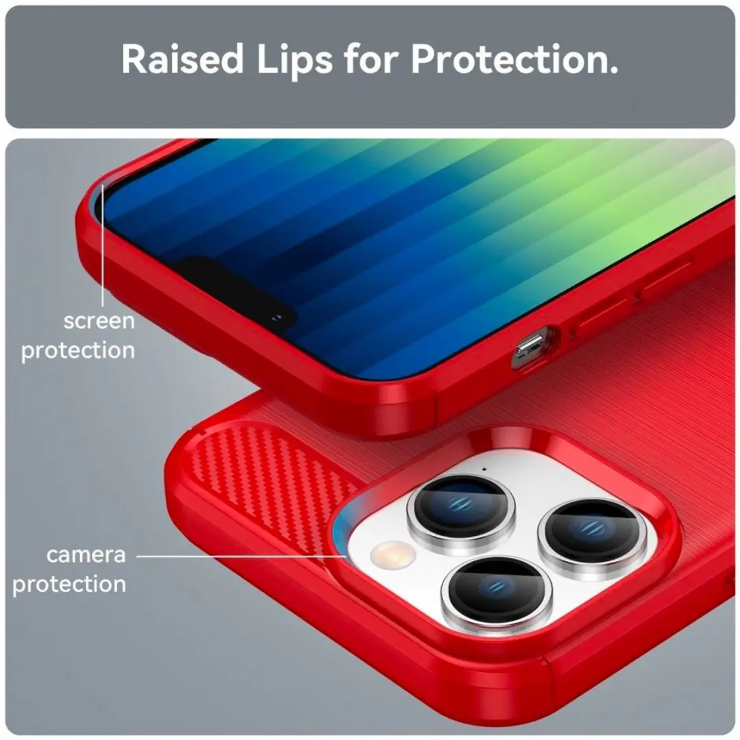 MobiQ Carbon Look Hoesje iPhone 14 Pro - Rood - 13-02034