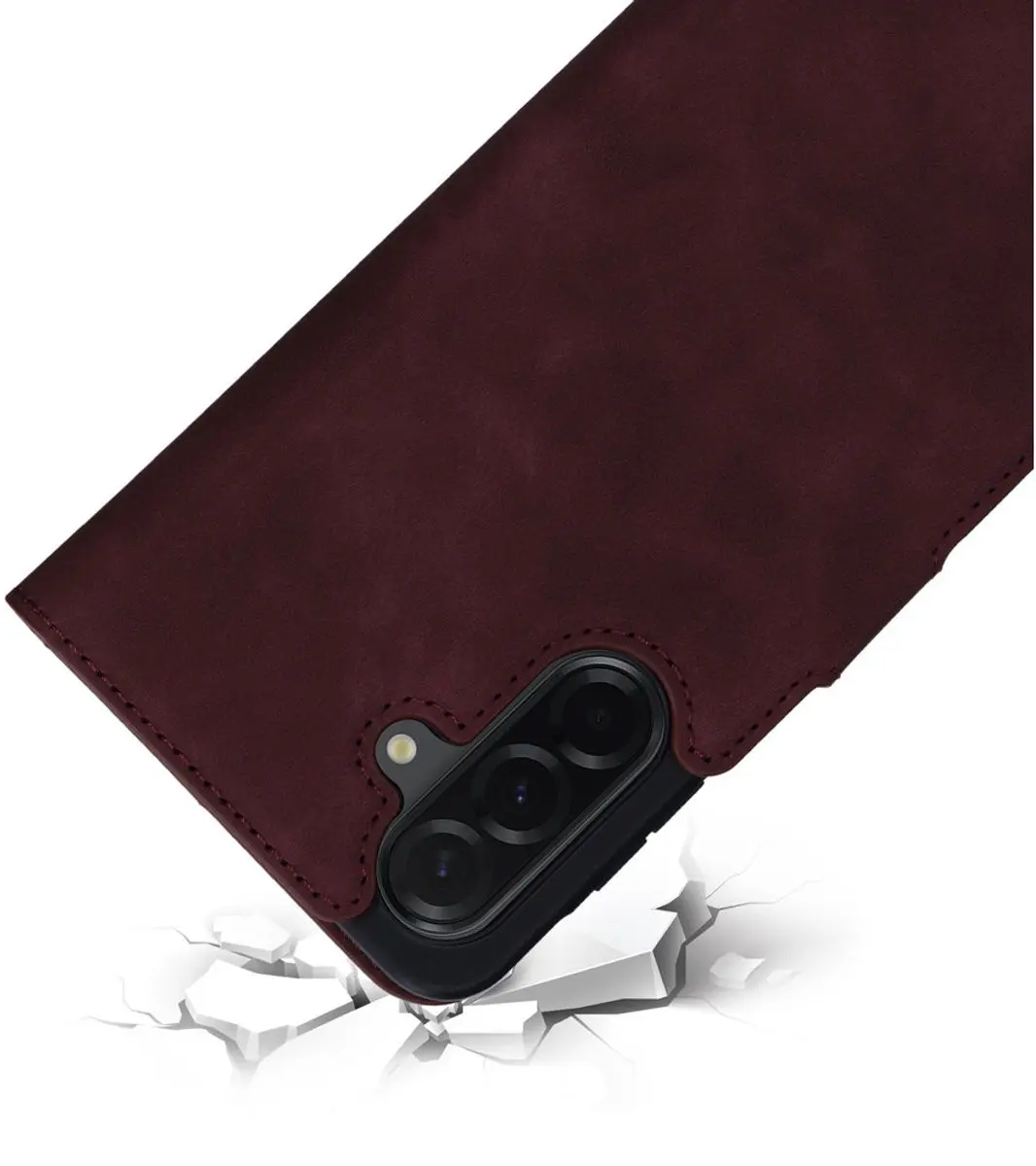 Mobiparts MP-128759 Hoesje Samsung Galaxy A26 - Wallet - Eco Leer - Paars/Rood