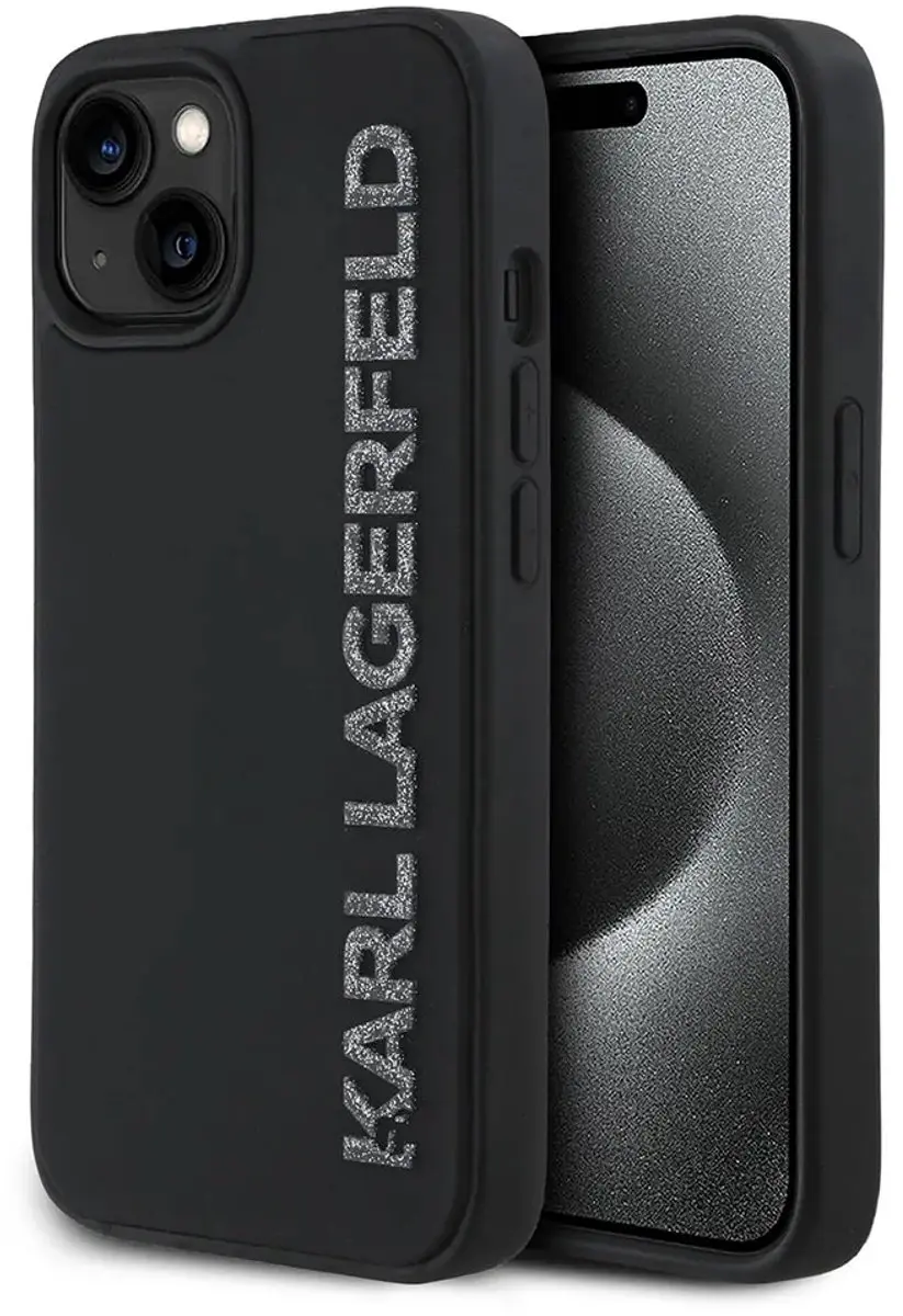 Karl Lagerfeld 3D Rubber Glitter Logo iPhone 13 Hoesje