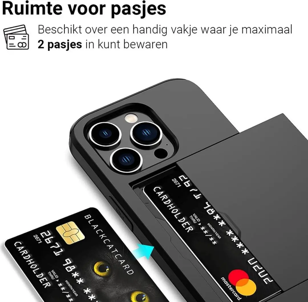 MobiQ Hoesje iPhone 14 Pro - Pashouder 2 Stuks - Zwart