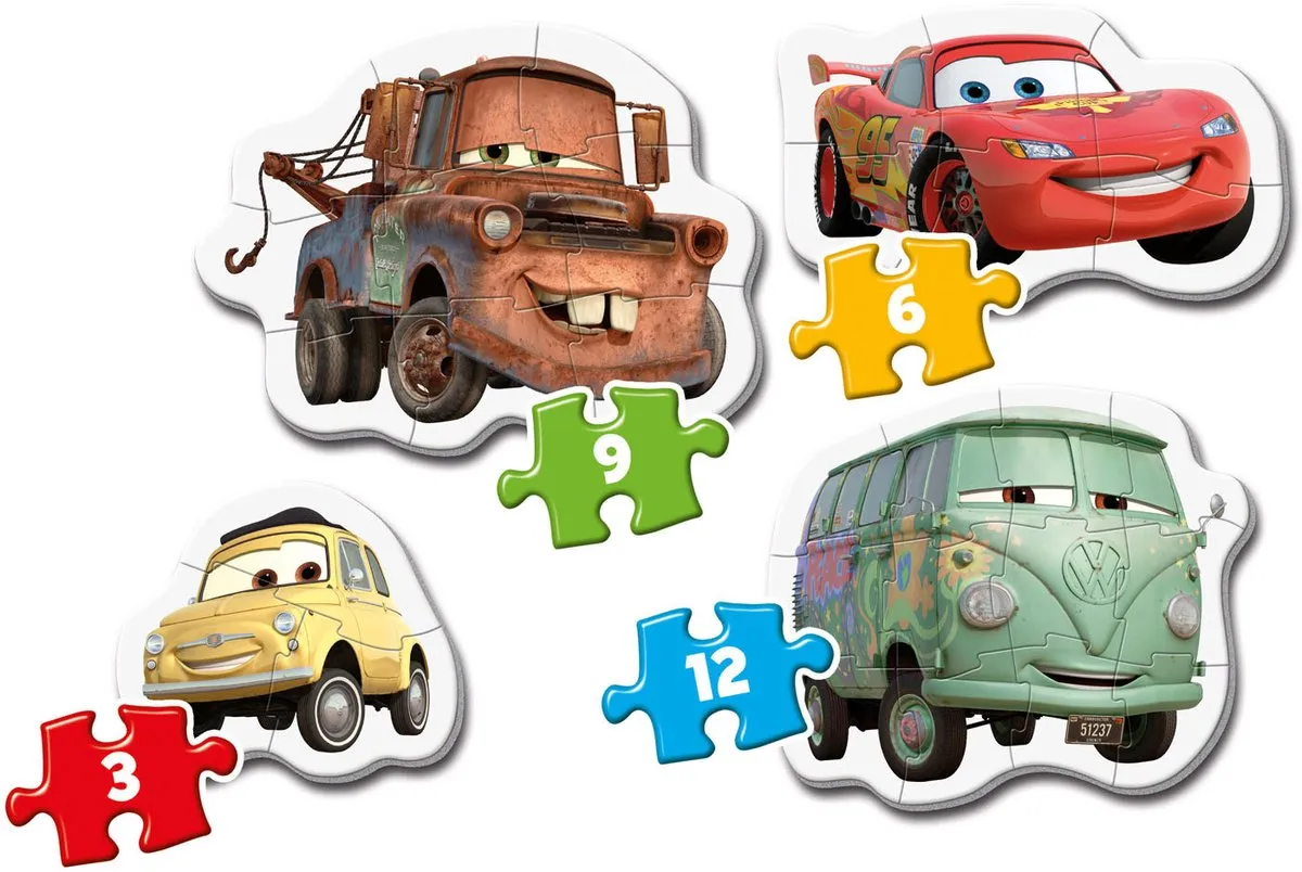Clementoni Cars 4-in-1 Puzzel - 12 Stuks - Multicolor
