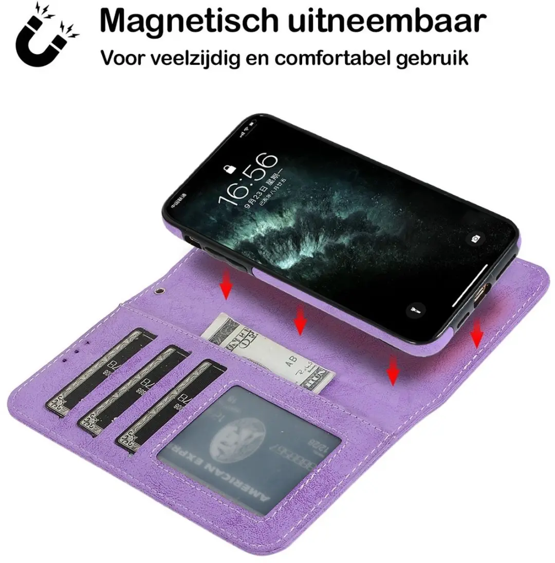 MobiQ Classic Wallet Case iPhone 16 Pro Max - Paars - 46-00433