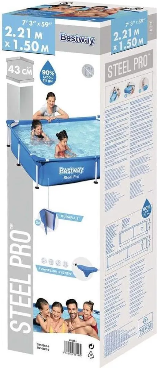 Bestway Steel Pro Zwembad 221x150x43cm - Blauw