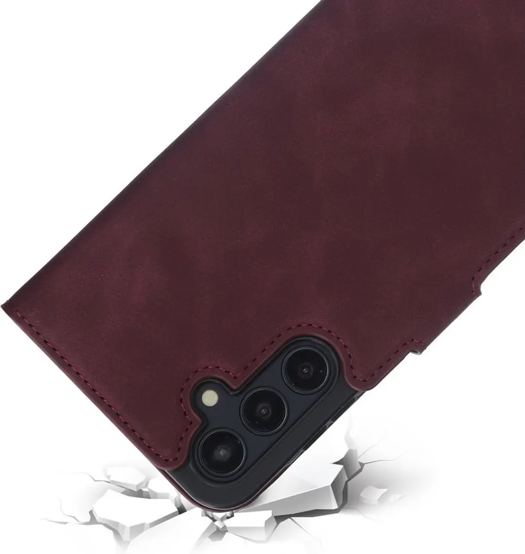 Mobiparts MP-128072 Hoesje Samsung Galaxy A25 - Wallet - Eco Leer - Paars/Rood