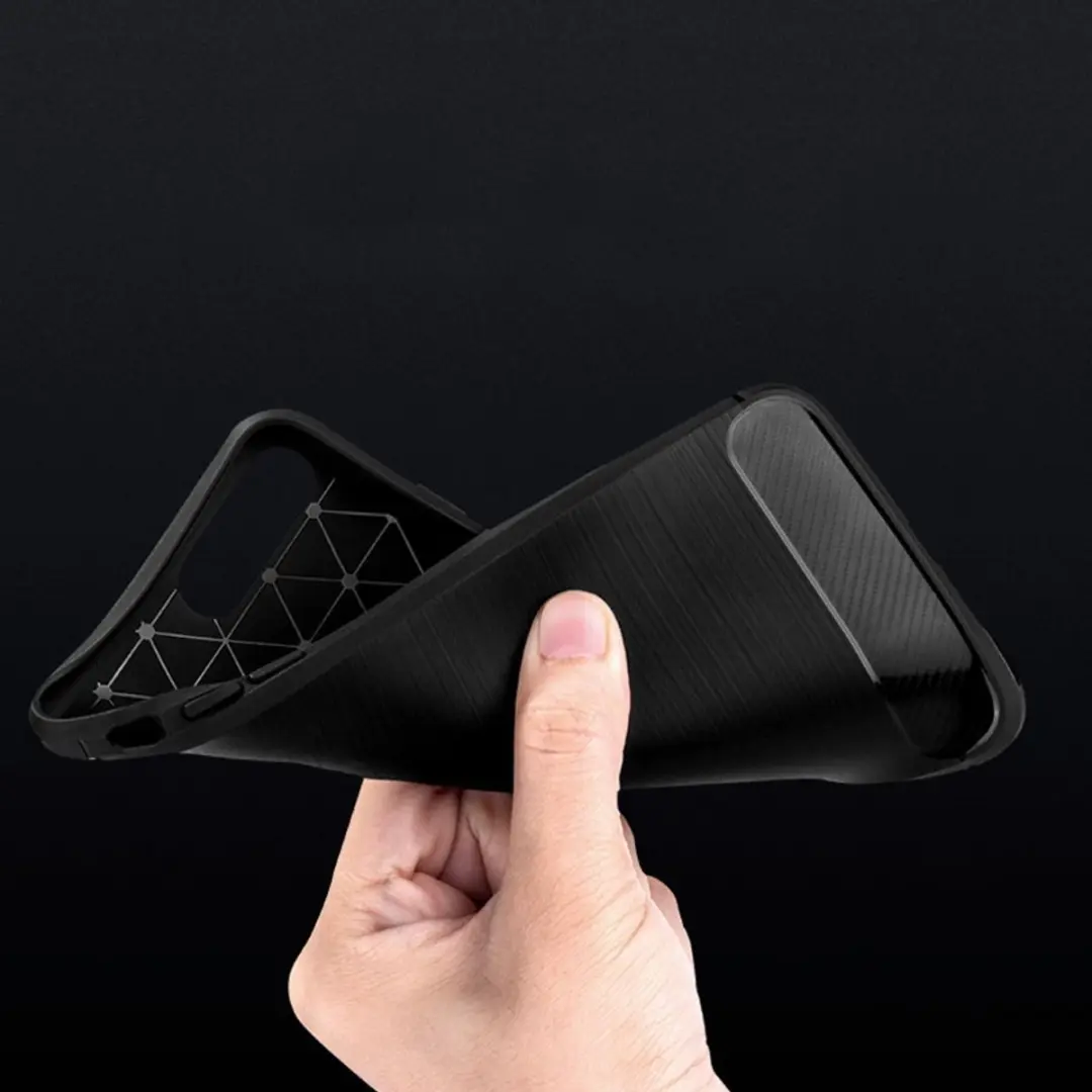 MobiQ Carbon Look Hoesje iPhone SE/8/7 - Zwart