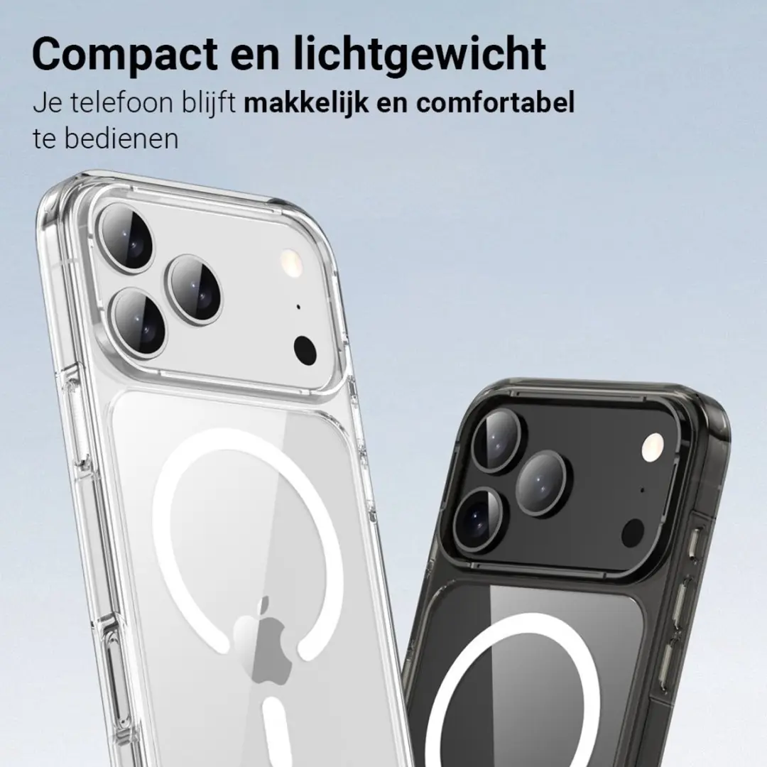 MobiQ Schokbestendige MagSafe Case iPhone 17 Pro Max - 46-01512 - Transparant/Oranje