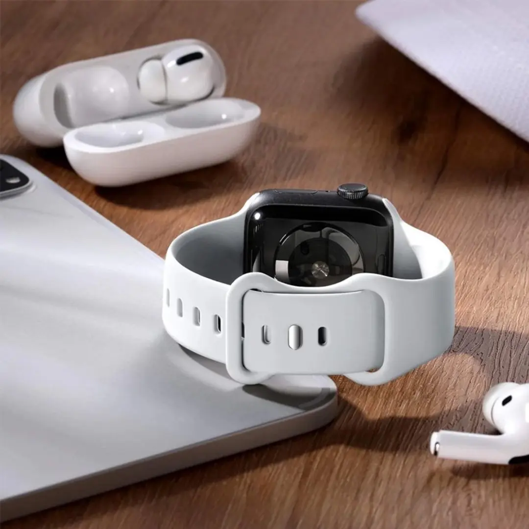 MobiQ Siliconen Bandje Apple Watch 41mm - Wit