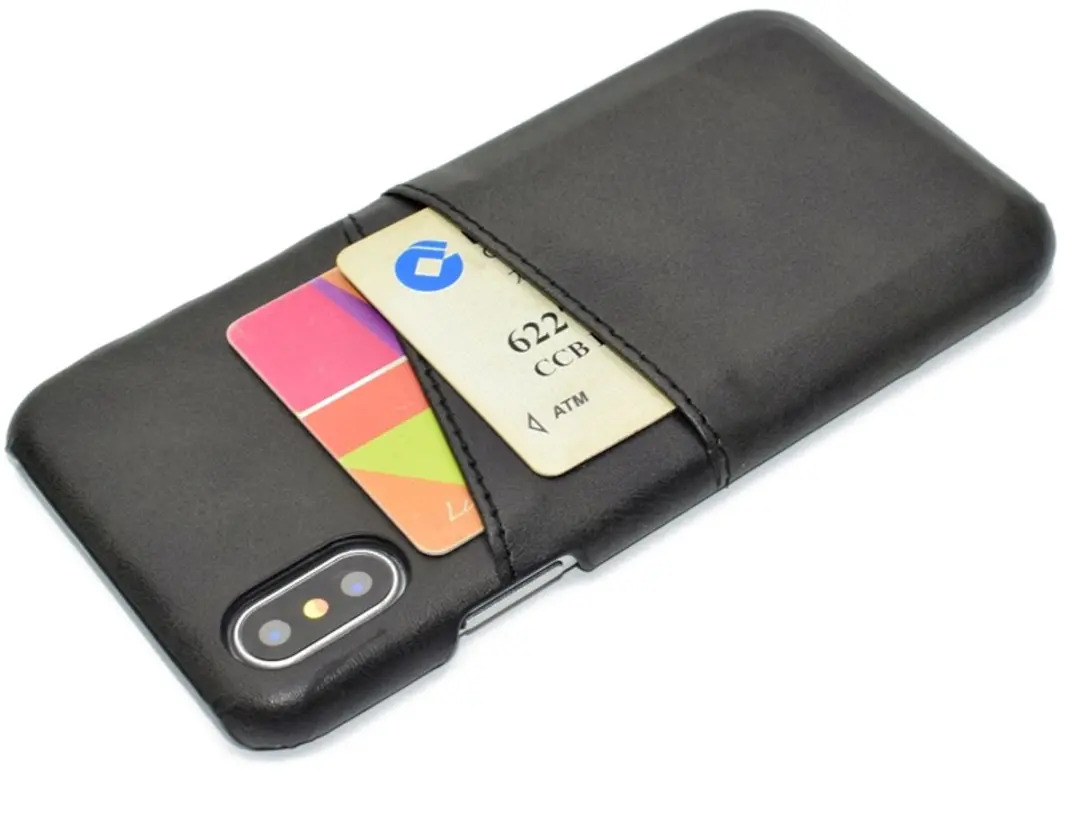 MobiQ Leather Snap On Wallet iPhone X/XS - 2 Pasjes - Zwart