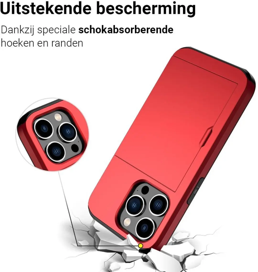 MobiQ Hybrid Card Case Hoesje 46-00388 - iPhone 16 Pro Max - Rood