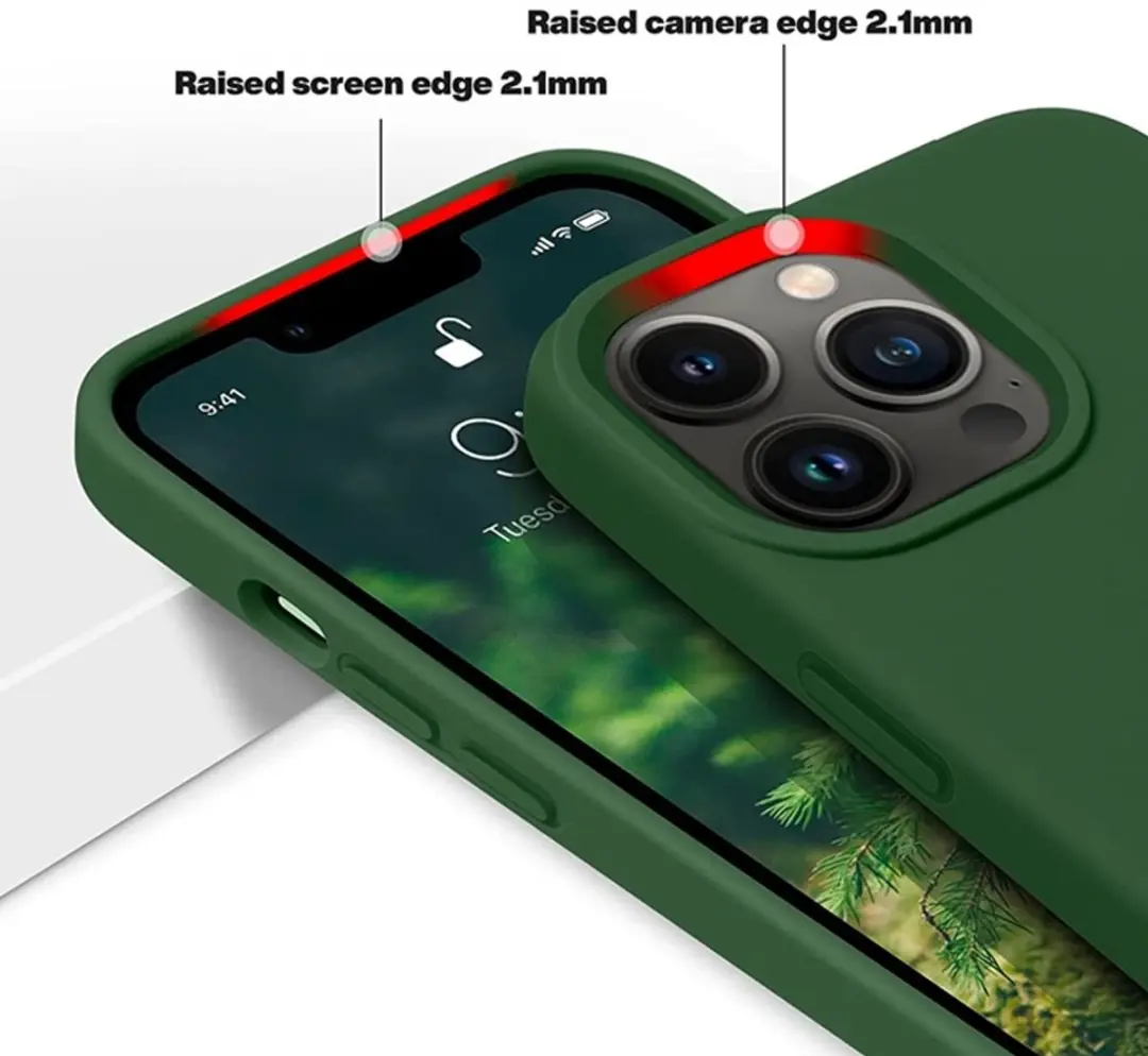 MobiQ Liquid Silicone Hoesje iPhone 14 Pro - donkergroen