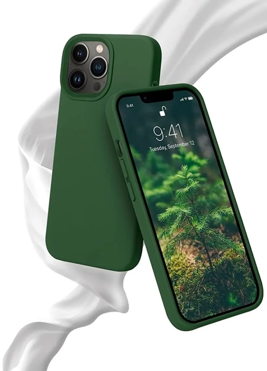 MobiQ Liquid Silicone Hoesje iPhone 14 Pro - donkergroen