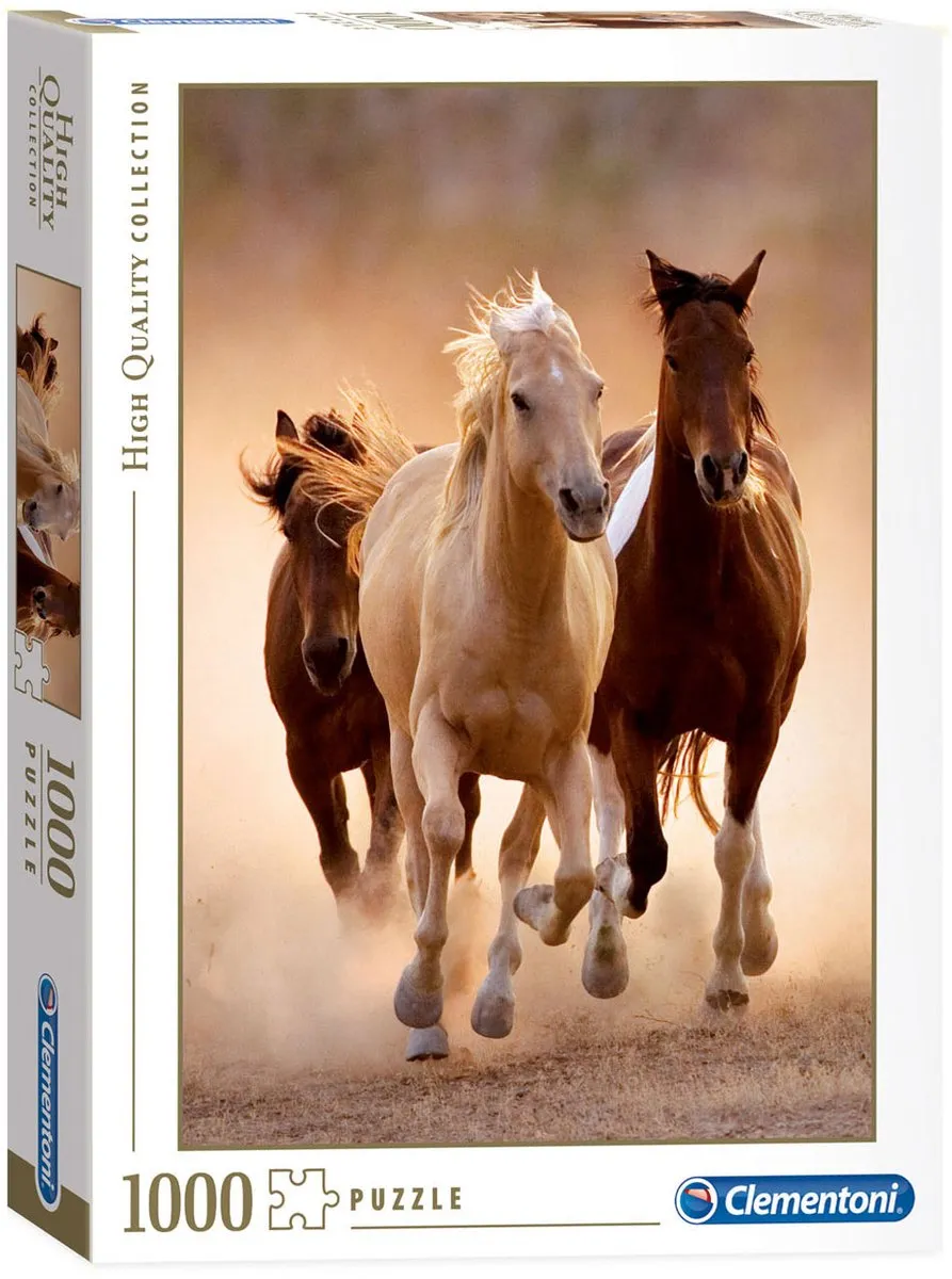 Clementoni Rennende Paarden Puzzel 1000 Stuks - Blauw
