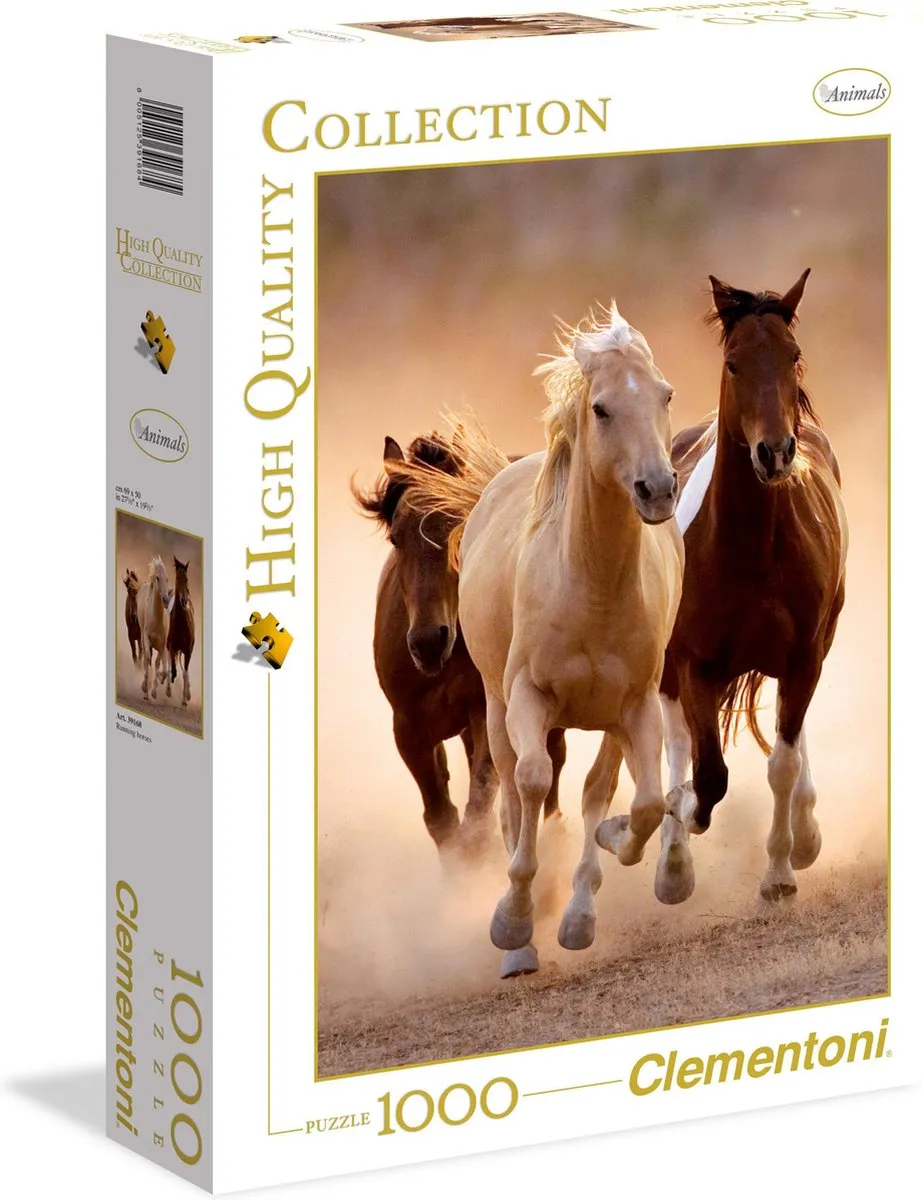 Clementoni Rennende Paarden Puzzel 1000 Stuks - Blauw