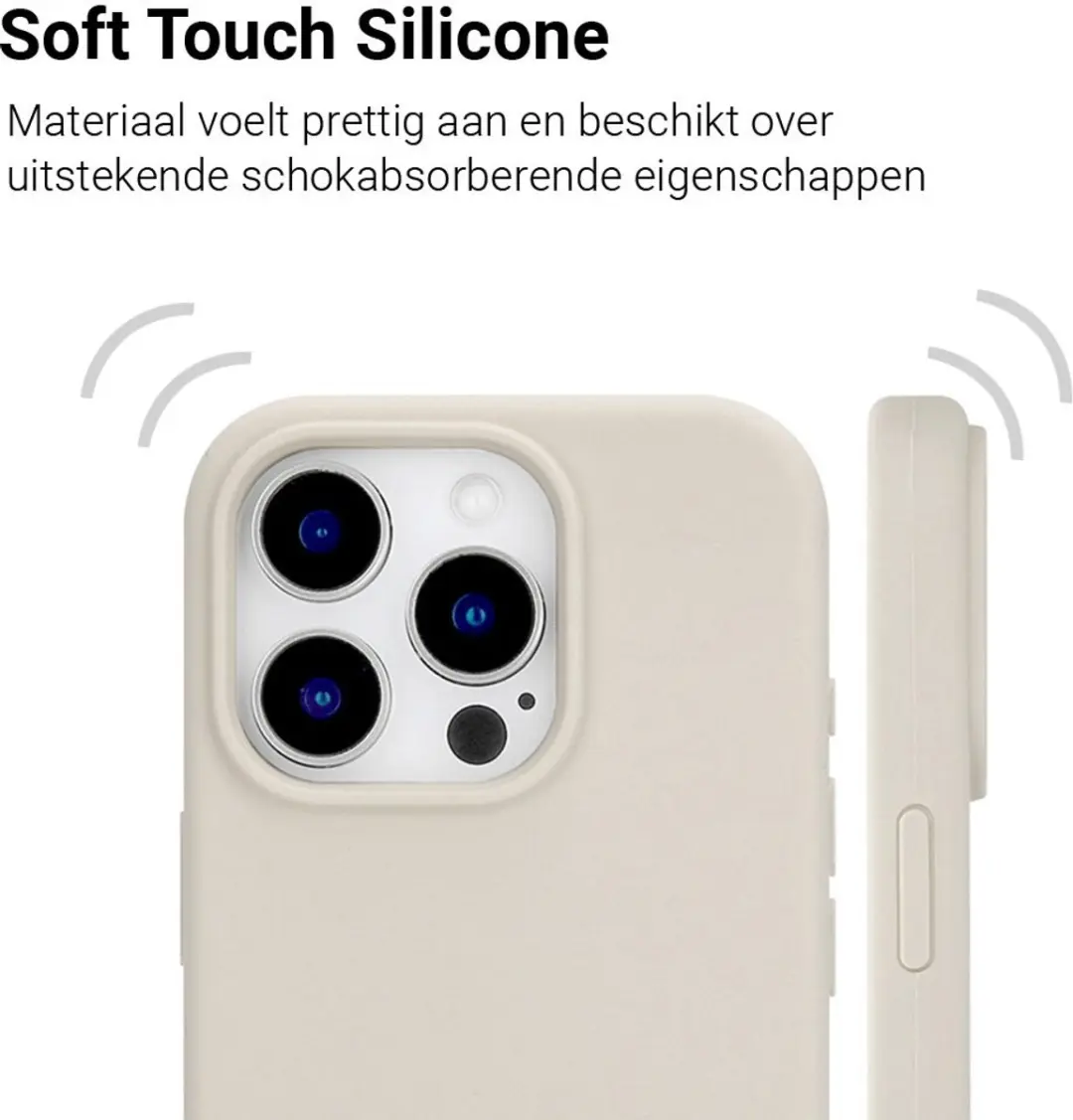 MobiQ Liquid Silicone Hoesje 46-00380 - iPhone 16 Pro Max - Lichtgrijs