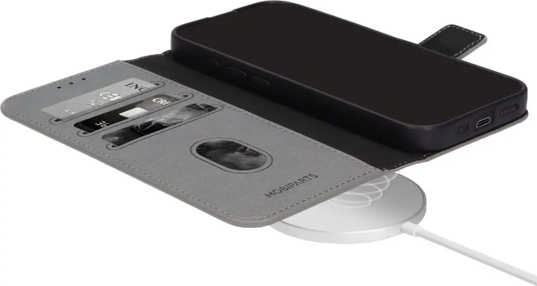 Mobiparts MP-128066 Hoesje iPhone 16 Pro - Wallet Eco Leer Grijs