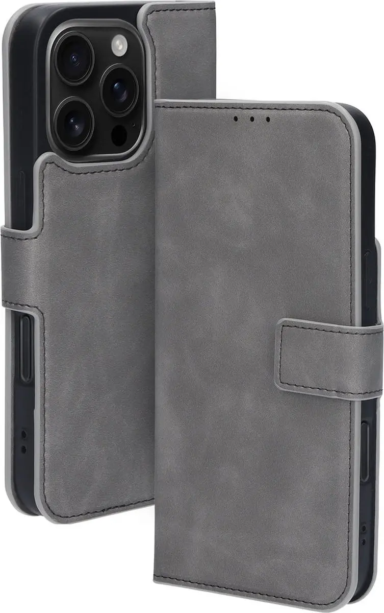 Mobiparts MP-128066 Hoesje iPhone 16 Pro - Wallet Eco Leer Grijs - afbeelding 6 van 6